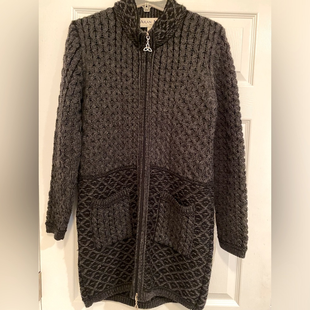 Aran Mor Sweater - Plated Coat with Celtic Zip